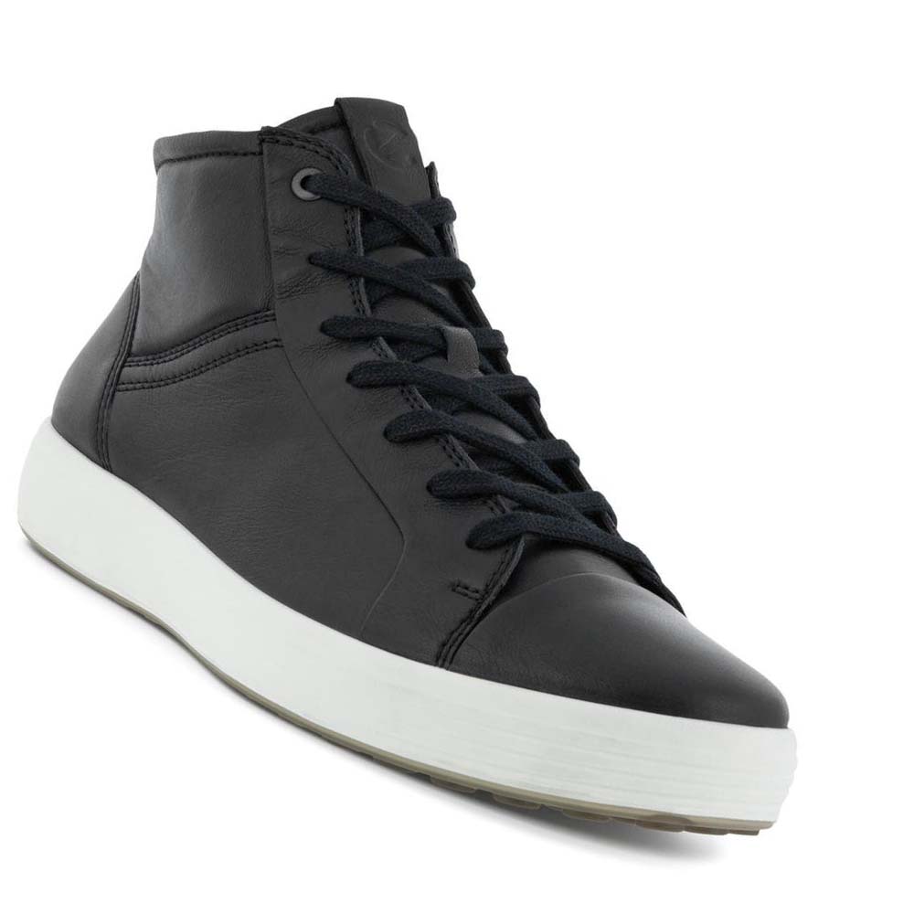 Ecco Soft 7 City Hi-top Fritidssko Herre Svarte | NO 475YXF